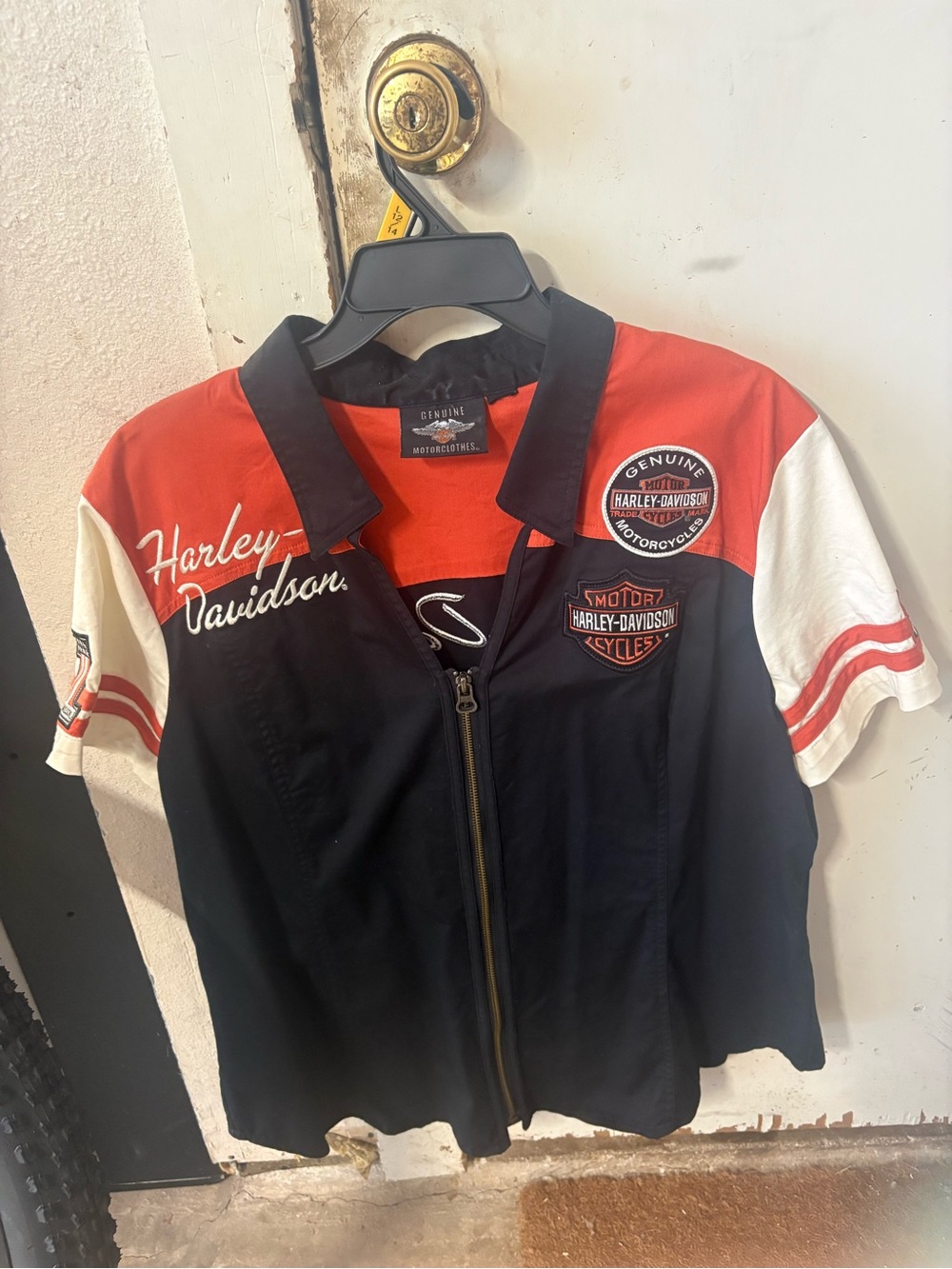 Harley-Davidson Black Red White Zip-Up Racing Top